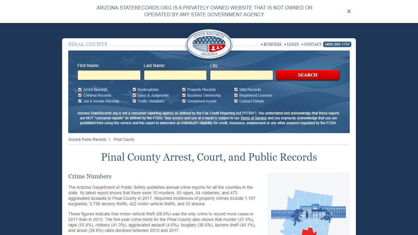 Pinal County Arrest, Court, and Public Records
